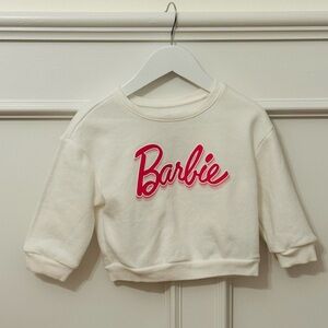 GAP Kids Cream Sweatshirt with Pink Barbie Logo